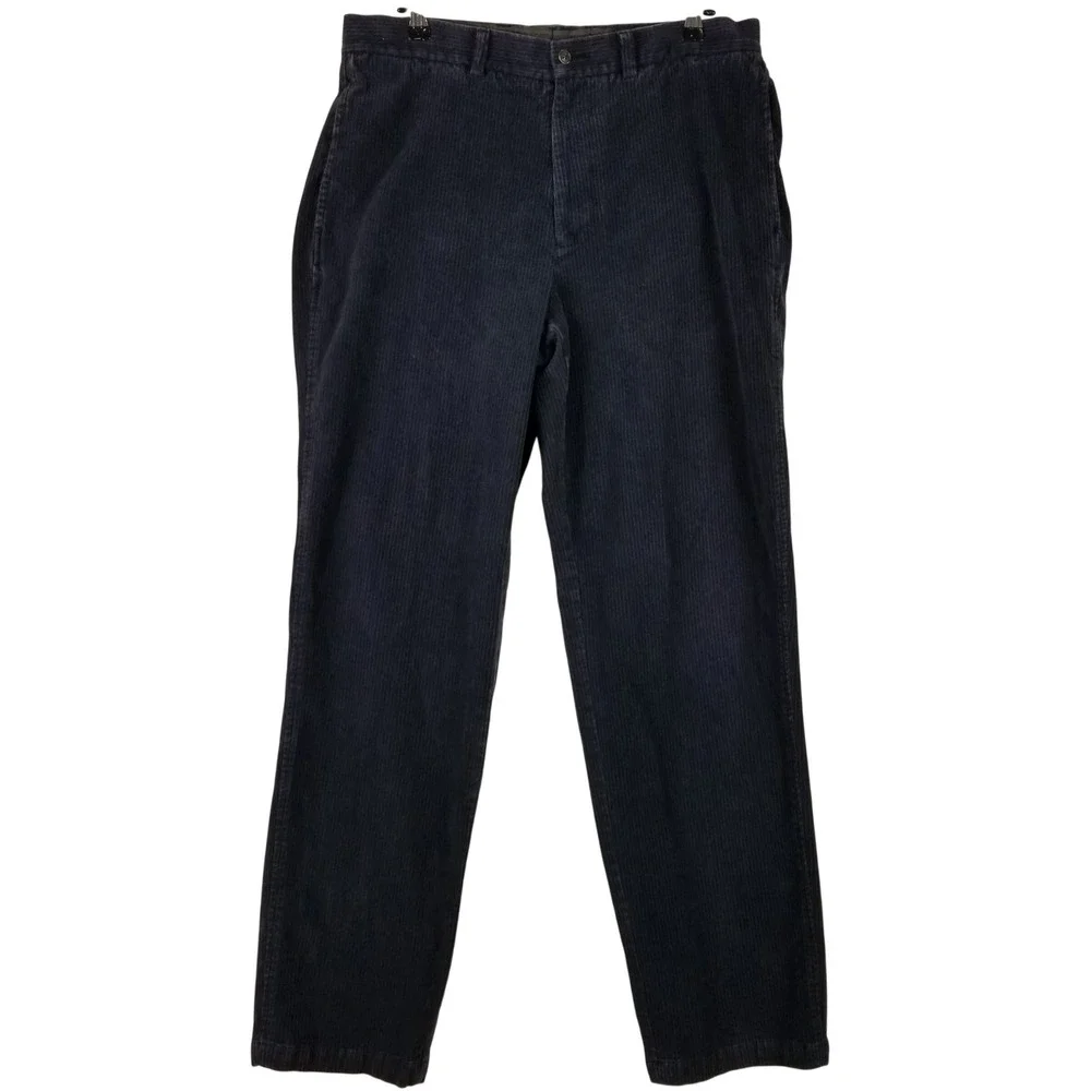 Tommy‎ Bahama Mens 36 Silk Cotton Blend Corduroy Pants Charcoal Grey Flat Front